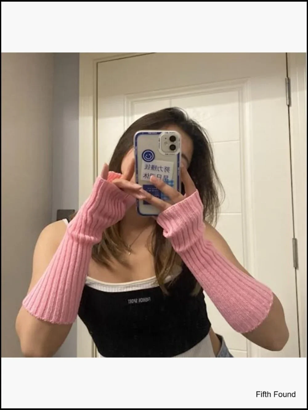 Fingerless Knitted Arm Warmers Goth Gloves Cyber Y2K Harajuku Kawaii Sleeves